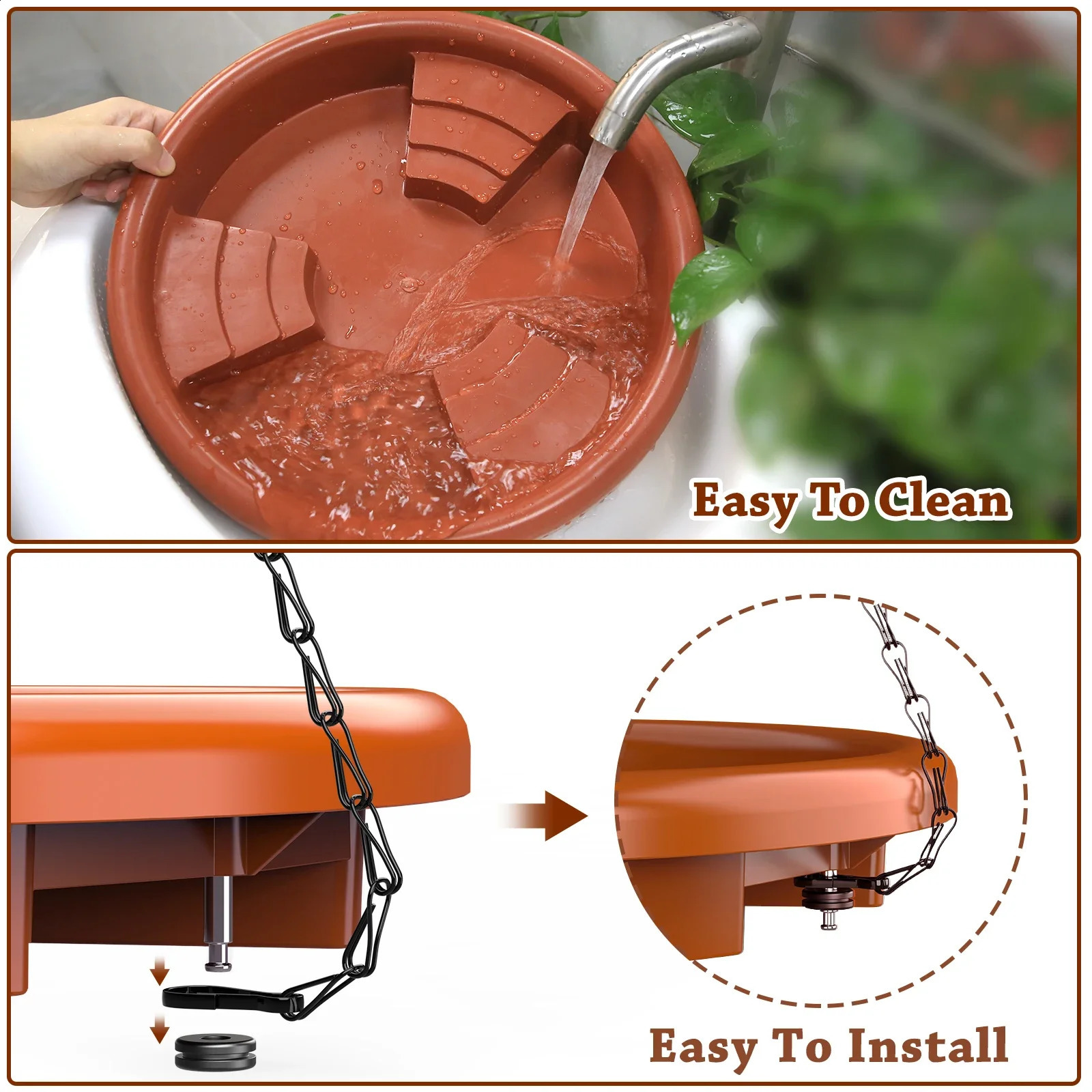 Hanging Bird Feeder Garden with Hook Chain Outdoor Drinking Bird Feeder Tray Platform Hanging Bird Bathtub Bird Raising Tool 250121