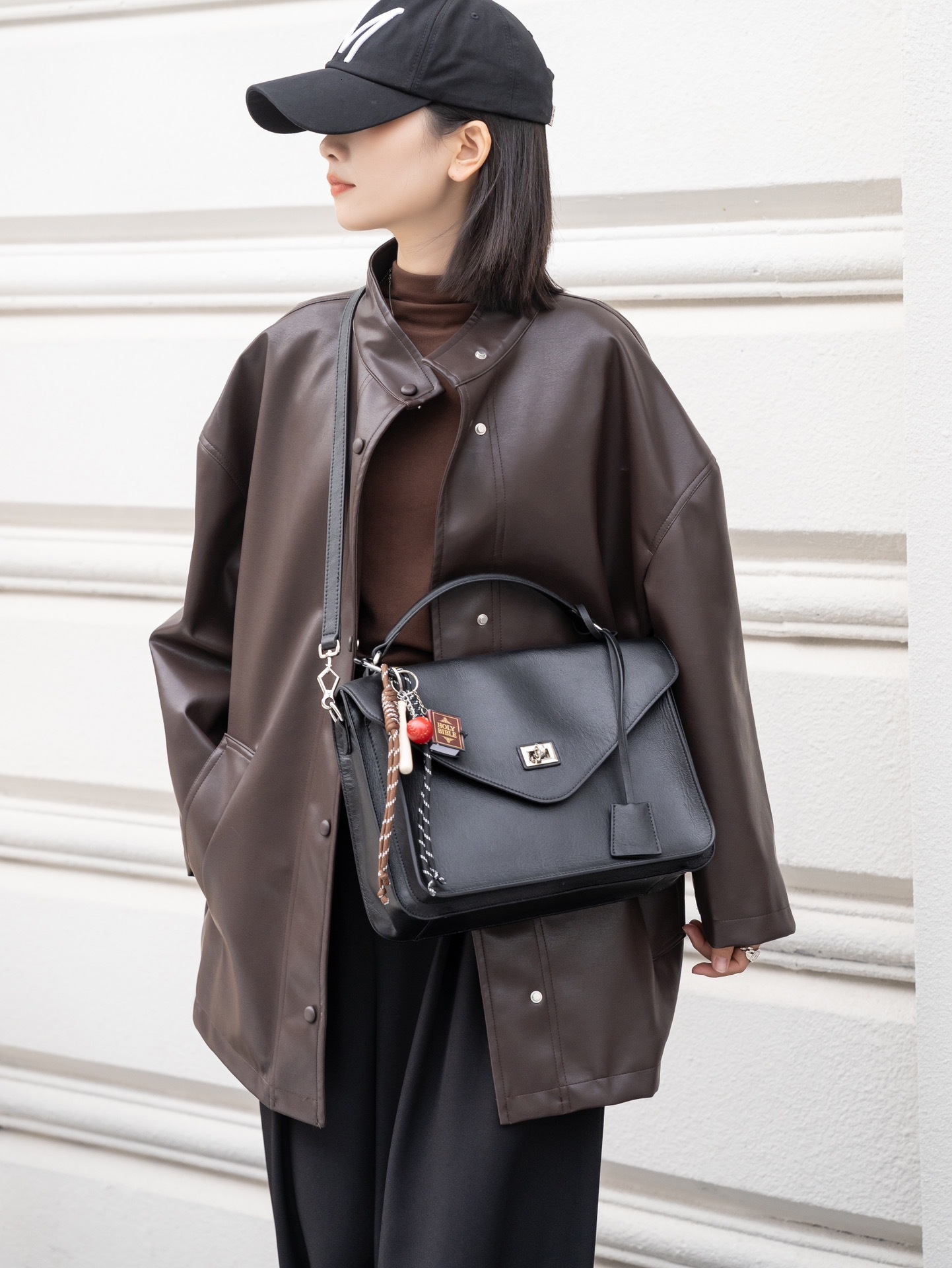 Bag Top Layer Cowhide New Handbag, Large Capacity Briefcase, Versatile Commuter Crossbody Bag, Trendy Women's Bag
