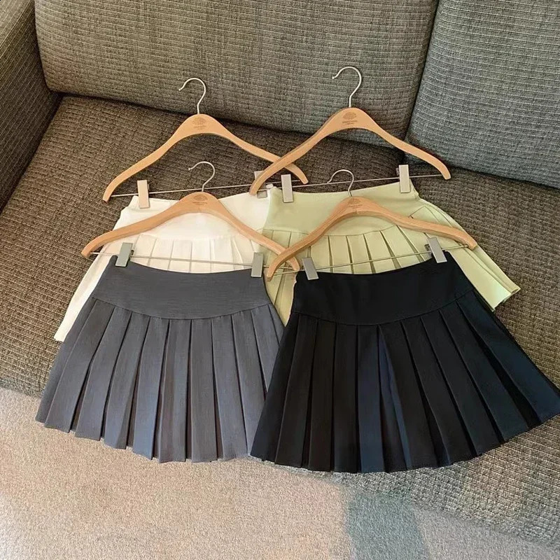 Spring Girls High Waisted A-Line White Pleated Skirt Childrens Clothing Fashionable Girl Half Body Skirt Baby Kids Short Skirt 250206