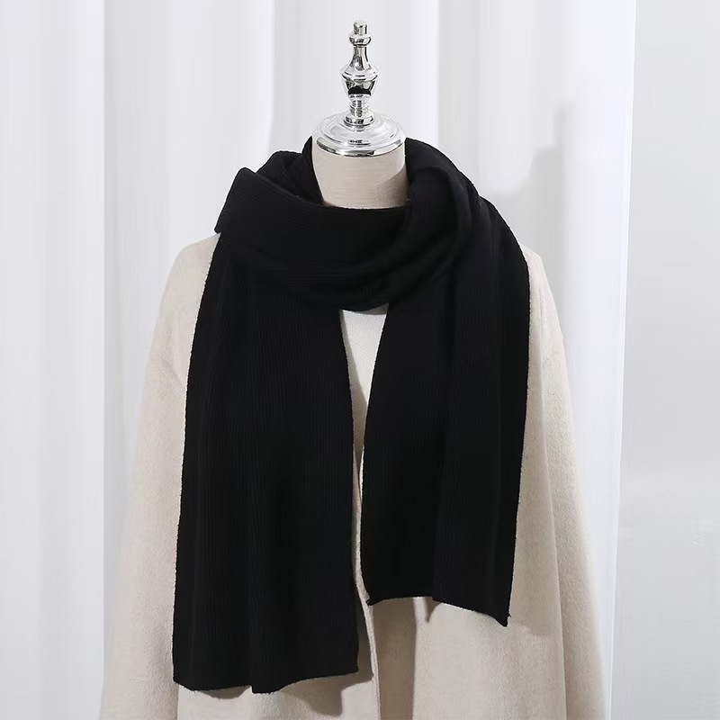 T139 high-grade knitted wool scarf for women in winter, solid color, all-match, thickened and enlarged, warm neck scarf, cold-proof Korean version