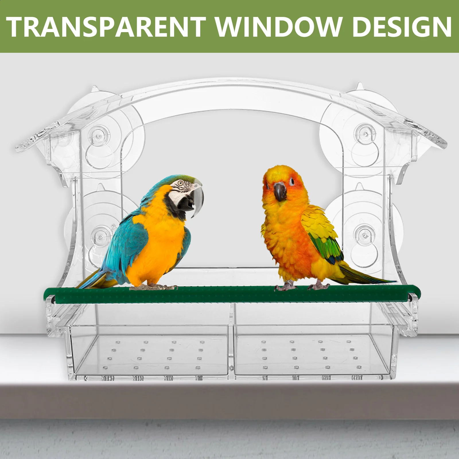 Acrylic Window Bird Feeder Clear Bird House With Suction CupsRemovable Tray and Perch Weatherproof Outdoor Bird Food Container 250121