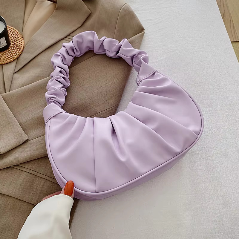 Fashion Pleated Handlebags For Women PU Cloud Leisure Armpit Bag Shopping Shoulder Dumpg Handbag Female Hand Bags PU Cartoon