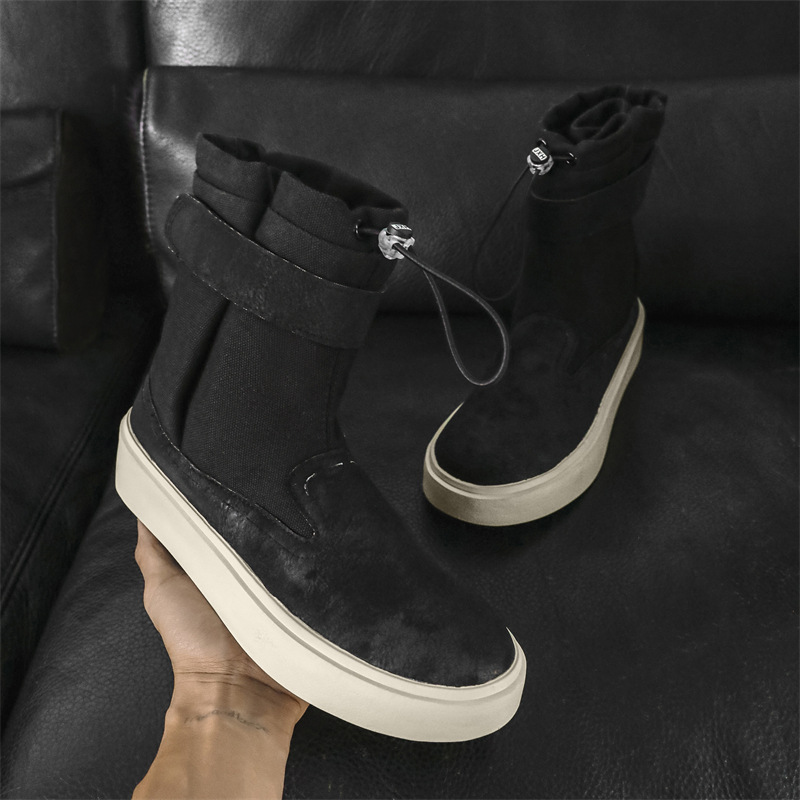 Men Casual Shoes Fashion Thick hot Sole High-top Simple Style NEW hot Triple Black Beige Free shipping