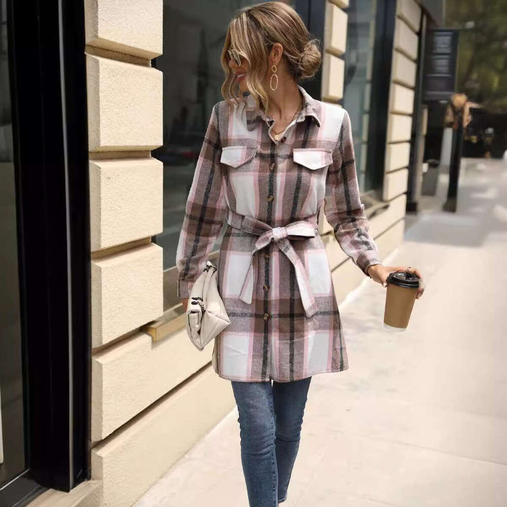 European American popular elegant striped plaid dress for spring, autumn, and winter, fashionable long sleeved women's c, 2025 new casual fashion