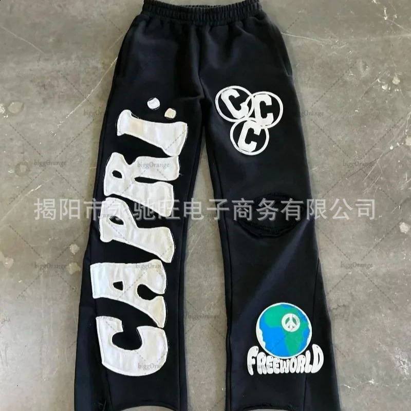 Y2K Black Pants Joggers Sweatpants Men Women Harajuku Gothic Double Waist Sweatpants Streetwear Graphics Embroidered Trousers 241214