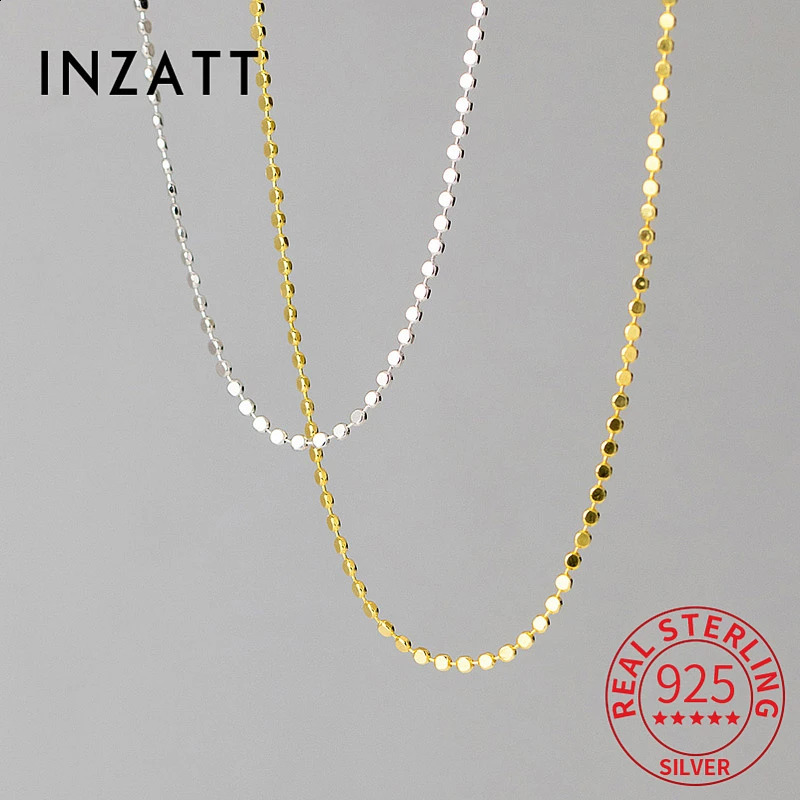 INZATT Real 925 Sterling Silver Bead Chain Choker Necklace For Fashion Women Classic Fine Jewelry Minimalist Geometric Bijoux 250120