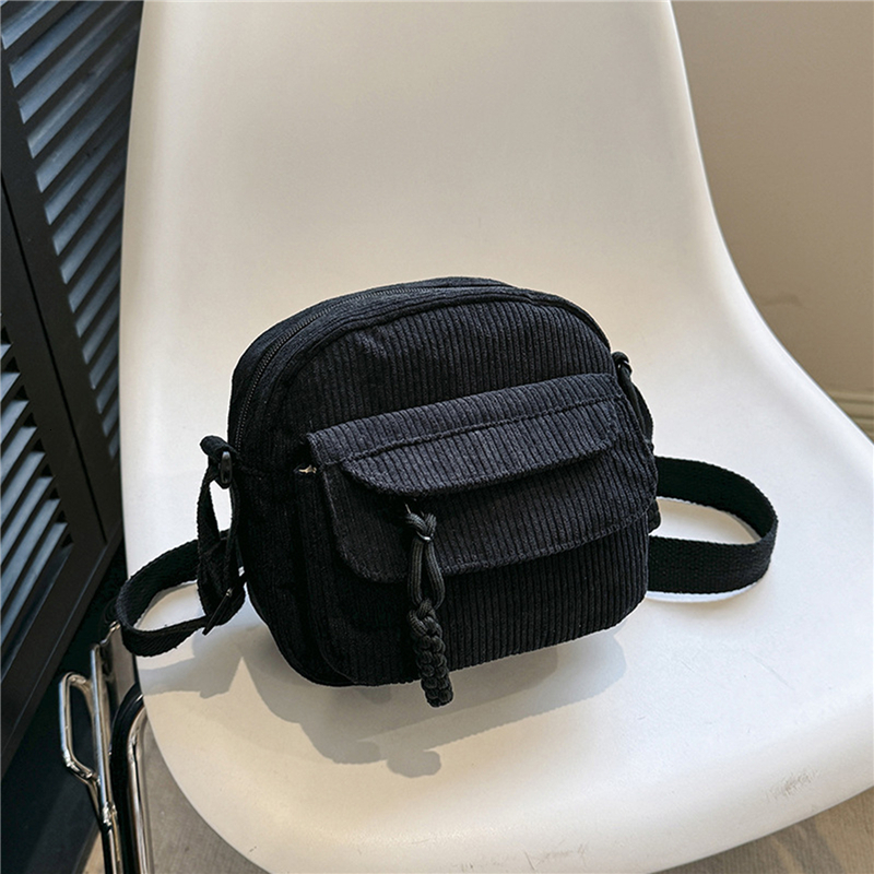 Corduroy Women's Small Shoulder Teenager Girl Crossbody Bag Bolsa Cute Tote Student Street Korean Haruku Messenger Bags Canvas Casual