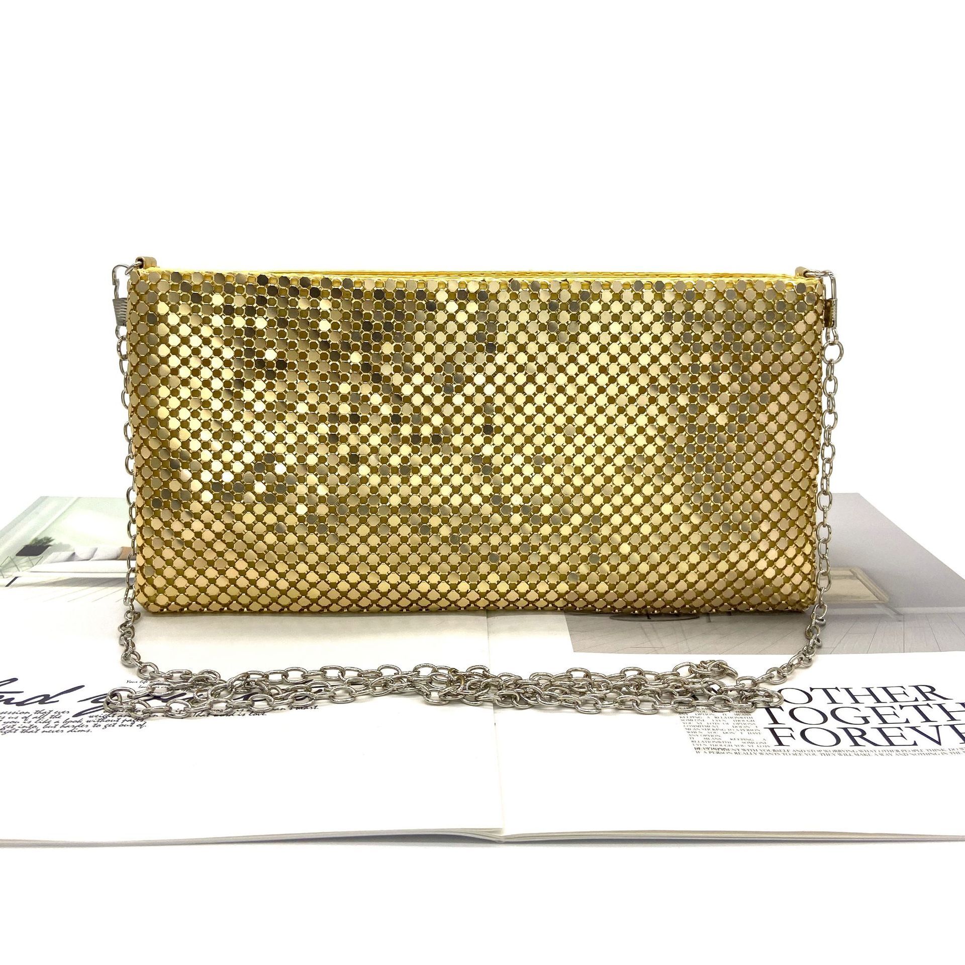 New Sequin Hand-Held Party Gown, Aluminum Foil Dinner Handbag, Change Phone Bag, Clutch Purple