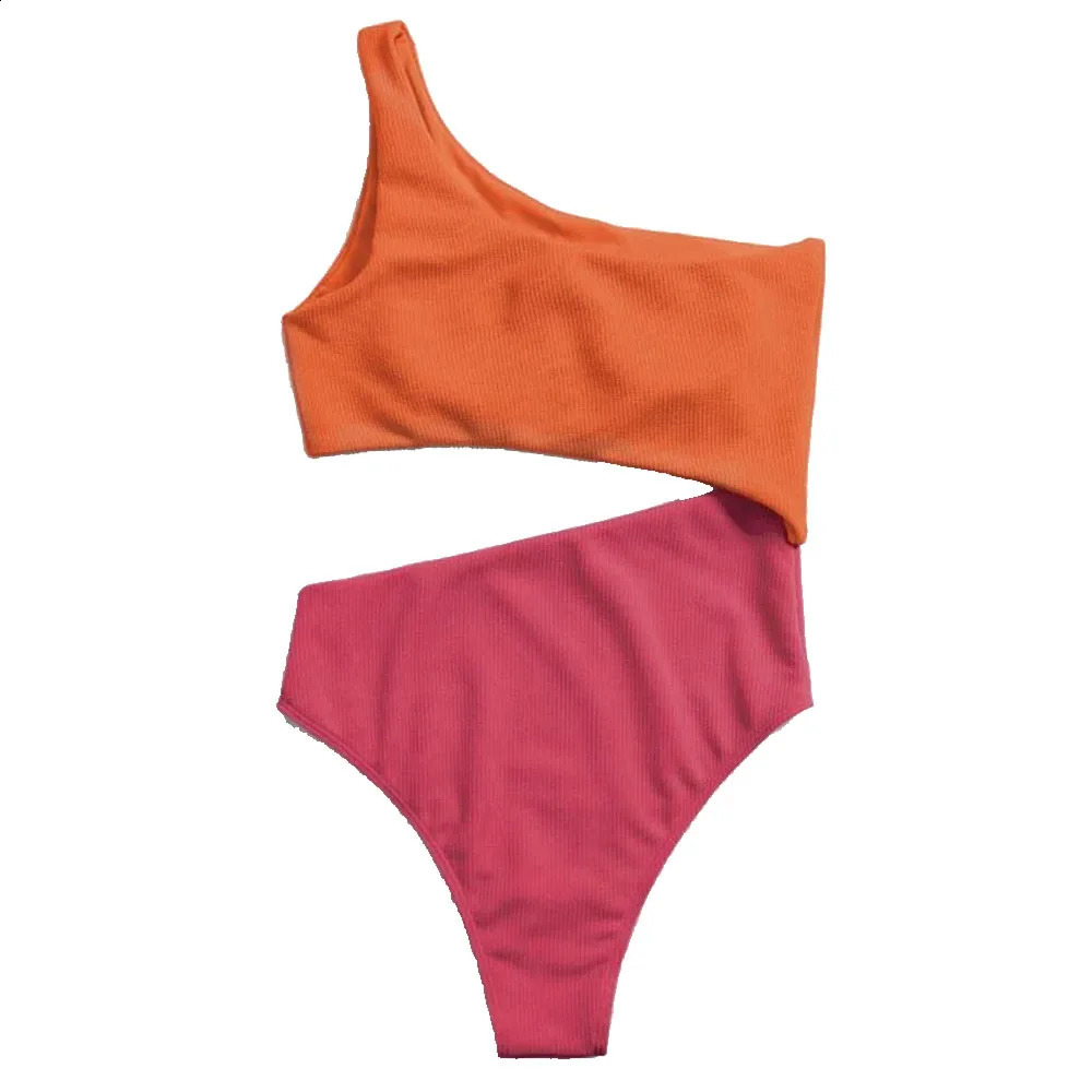 VigoCasey Patchwork Swimwear Women 2025 Sexy One Piece Swimsuit Female One Shoulder Bathing Suit High Waist Hollow Monokini Swim 250113
