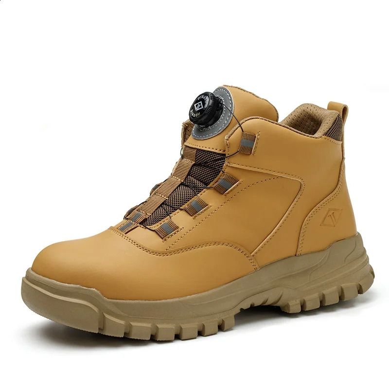 WOUDHONY Work Shoes Men Anti-smashing Anti-puncture Safety Shoes Rotating Buttons Autumn Winter Protective Work Safety Boots 250120