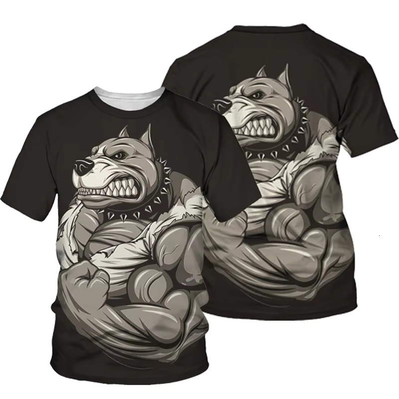 Summer Animal Boxing Dogs 3D Print T-Shirts Men Women Casual Fashion Streetwear O-Neck Oversized T Shirt Kids Tees Tops Clothing
