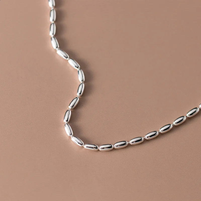SOFTPIG Real 925 Sterling Silver Rice Beads Chain Charm Bracelet for Women Trendy Fine Jewelry Minimalist Accessories 250121