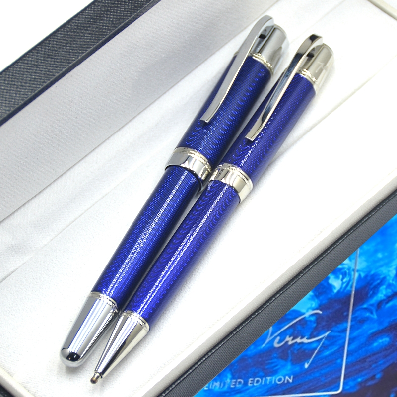 Limited Edition Writers Jules Verne Ocean Blue Metal Rollerball Pen Ballpoint Pen Office School Writing Fountain Pen With Serial Number