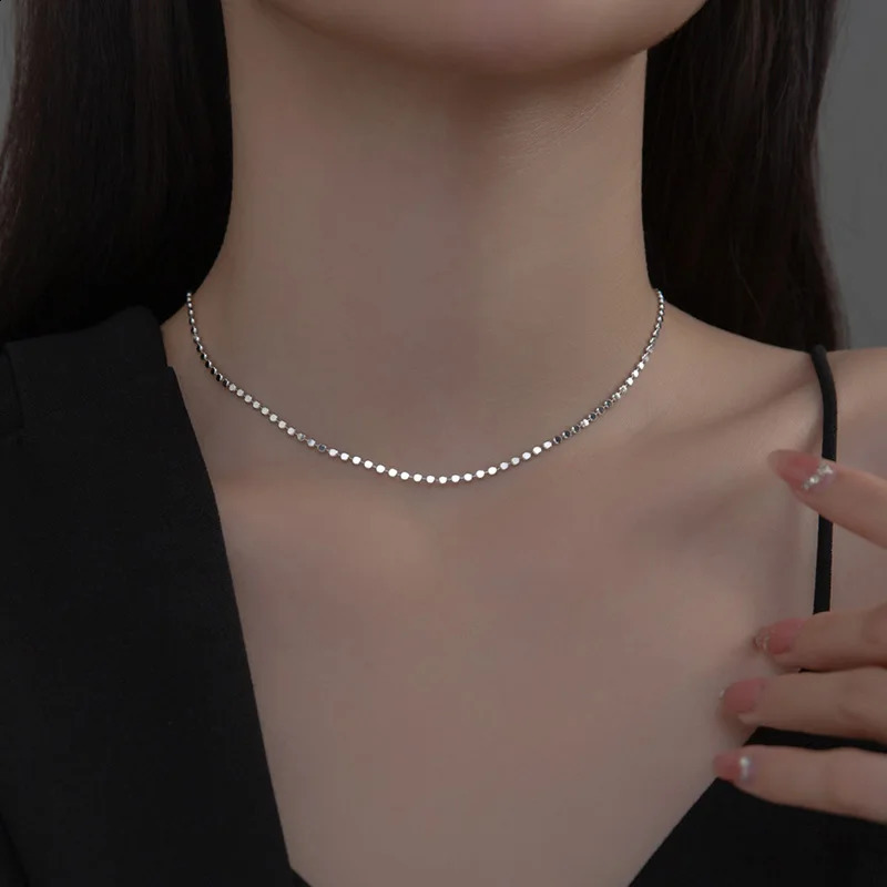 INZATT Real 925 Sterling Silver Bead Chain Choker Necklace For Fashion Women Classic Fine Jewelry Minimalist Geometric Bijoux 250120