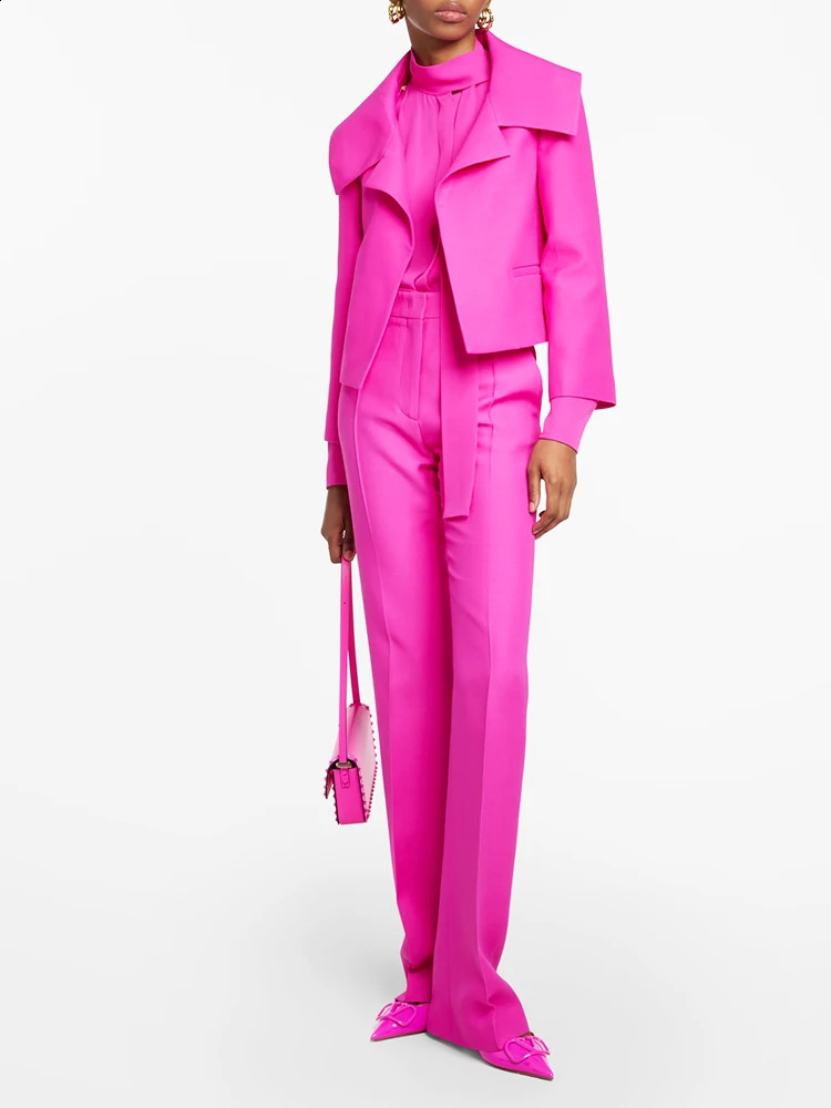 HIGH STREET est Suit Set Womens Cropped Blazer Jacket Pants Suit 2pcs 250206