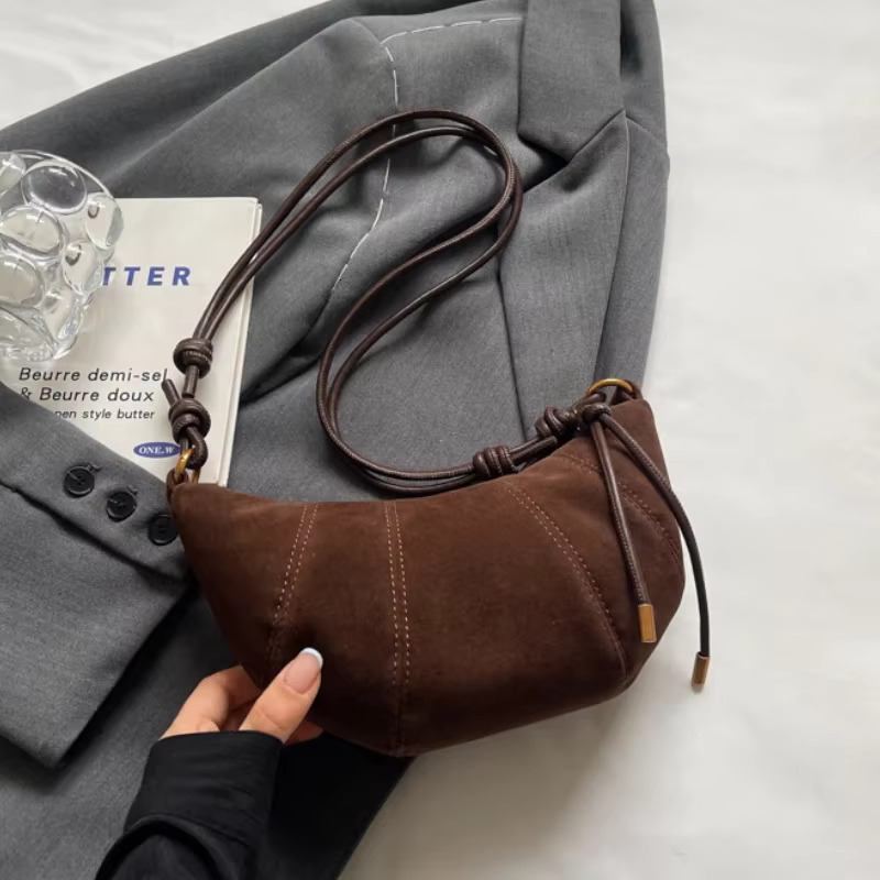 Veet Material Zipper High Quality Shoulder Solid Color Simple Fashionable Crossbody Bag Soft Western Style Handbag PU Cartoon