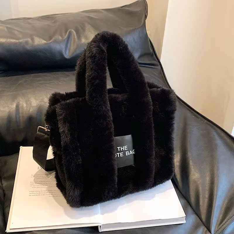 Jiaerdi Casual Fur Tote For Women Handbag Autumn Winter Plush Messenger Haruku Aesthetic Shopper Bag Female