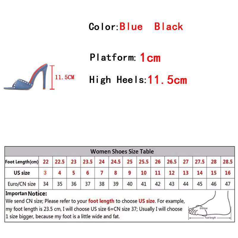 Liyke 2025 Summer Fashion Metal Rivet Designer High Heels Women Slippers Sexy Pointed Toe Party Stripper Shoes Mules Sandals