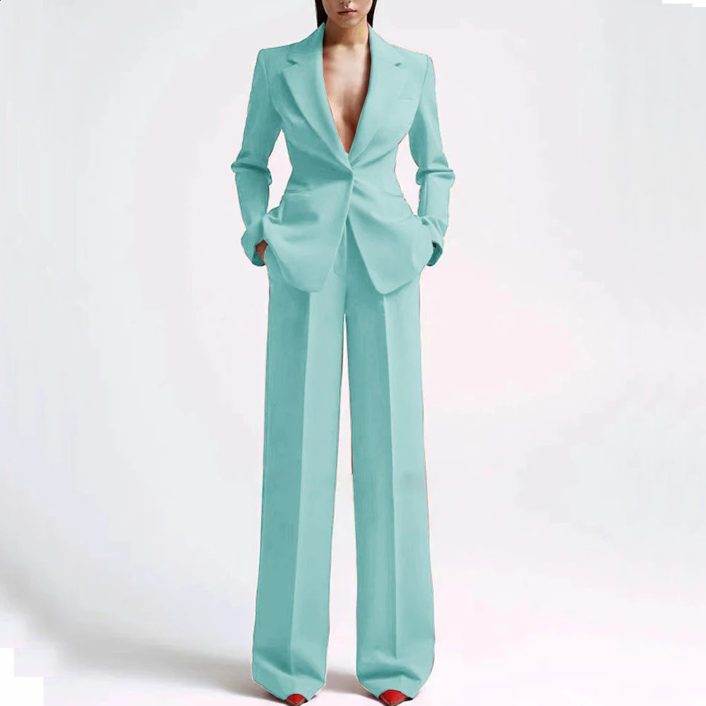 Formal Women Suits Office Slim Fit Ladies 2 Pcs BlazerPants Set Blazer Lady Business Work Wear Party Dress Trouser With Pocket 250206