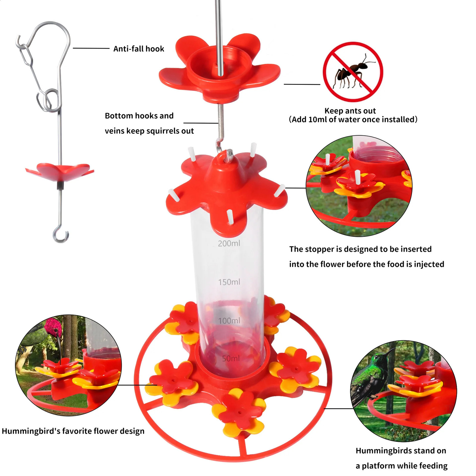 2025 Hummingbird Drinker Feeder Outdoor Hanging Bird Feeder Easy To Clean Ant Proof Yard Garden Decoration Bird Feeder House 250121