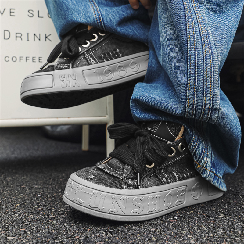 Men Casual Shoes Fashion Design Versatile Trendy Print Triple Black Blue Free shipping