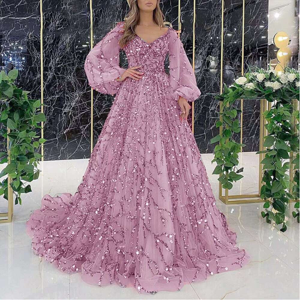 Sequins Evening Party or Length For Women Mesh Long Sleeve A-e Slim Waist Club Dress Female Backless Prom Dresses R250206