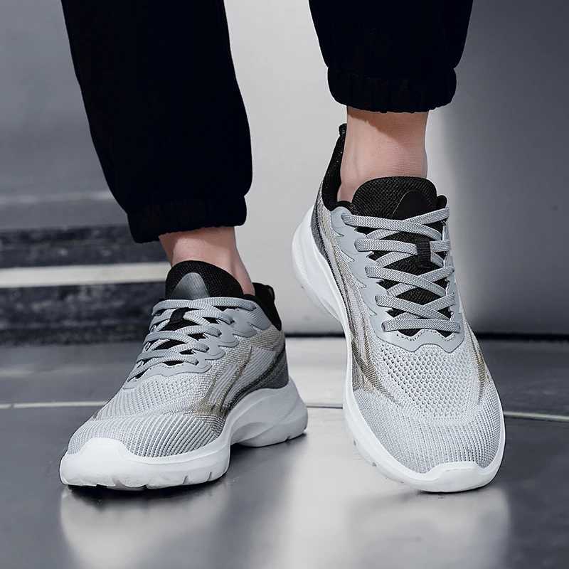 New Mens Mesh Running Thick Sole Anti Slip Walking Outdoor Tennis Lightweight Sports Shoes Comfortable Training Jogging ShoesC250410