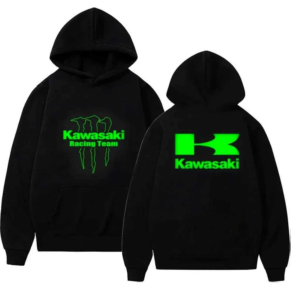 Leisure Kawasaki Racing Team Devil Claw Mens Hoodie Oversized Top Loose Unisex Womens Track and Field Shirt Pullover T-shirt Y250206