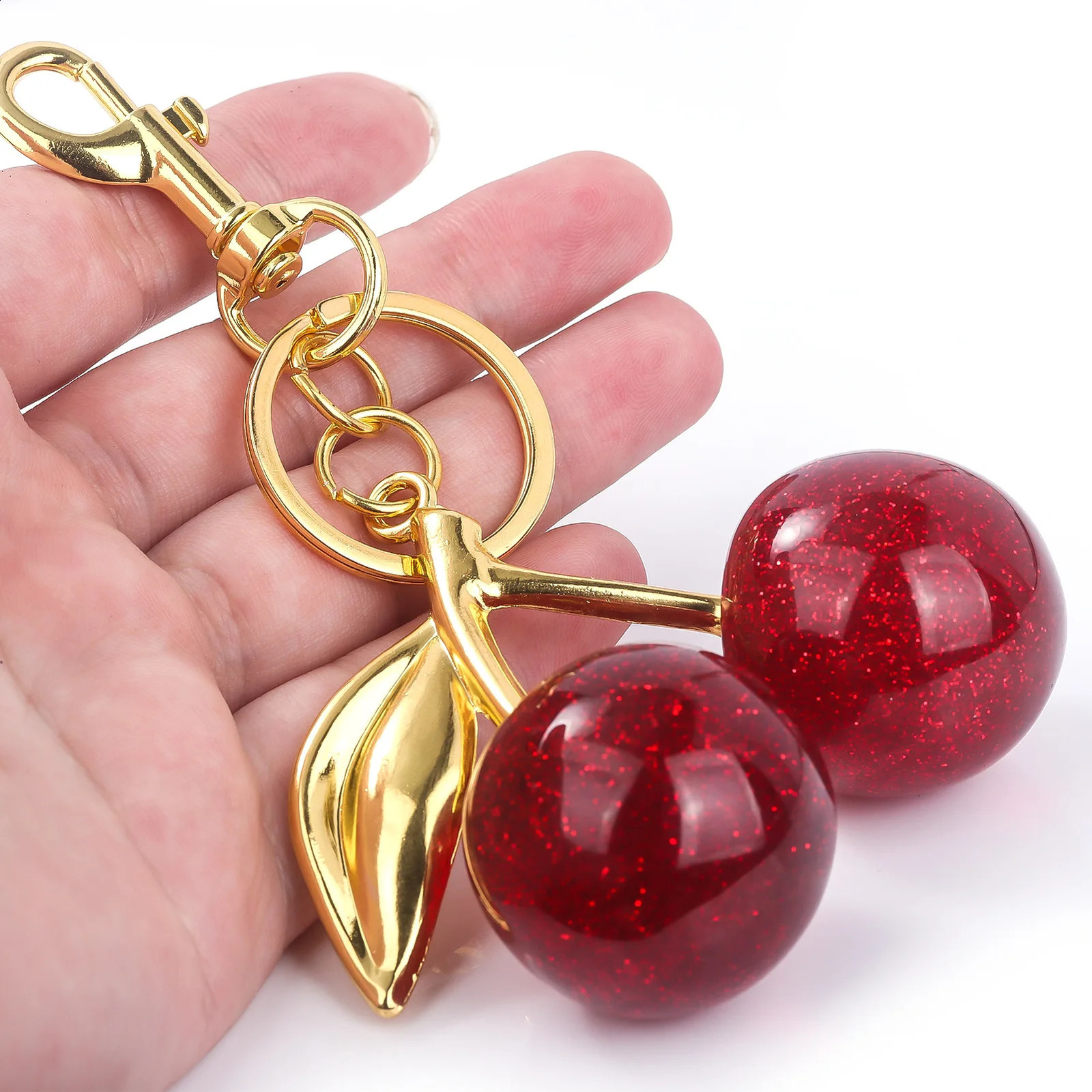Cherry Pendant Keychains for Women Bag Pendant Couple Car Key Chains Jewelry Gift Decoration Accessories 250107