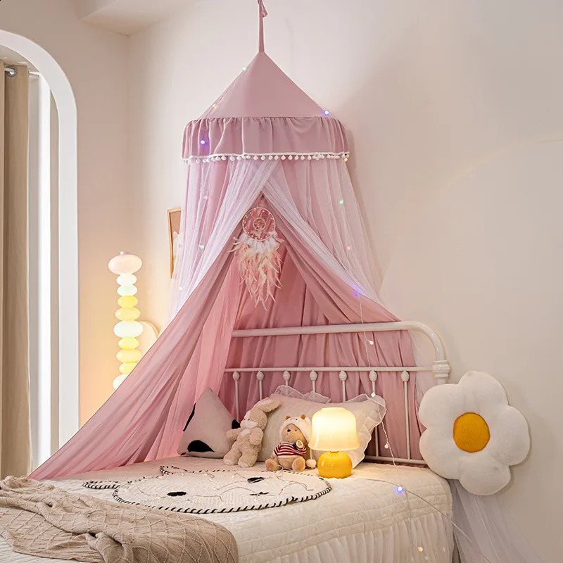 Dome bed curtain childrens indoor light-proof bed curtain windproof bedside ceiling blackout double-layer mosquito net curtain 250206