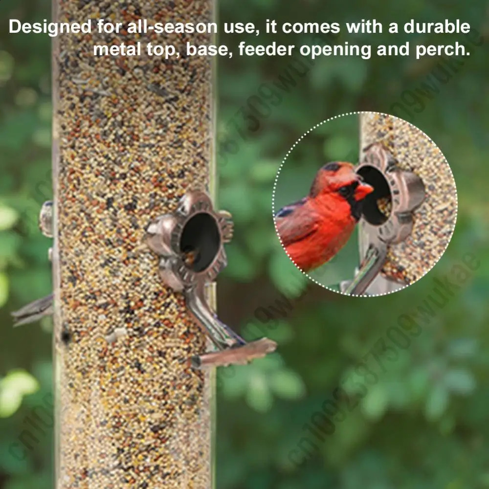 Wild Bird Feeder with 4 Feeding Ports Tube Shape Bird Feeder Weather Resistant Wild Bird Hanging Feeder For Courtyard Lawn Birds 250121