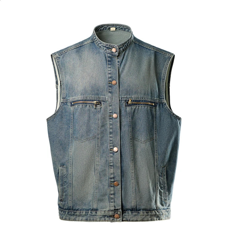 M-XXXL Vest Stylish Mens Denim Vest With Chest Pocket And Vintage Jeans Sleeveless Jacket Casual Streetwear Waistcoats 250206