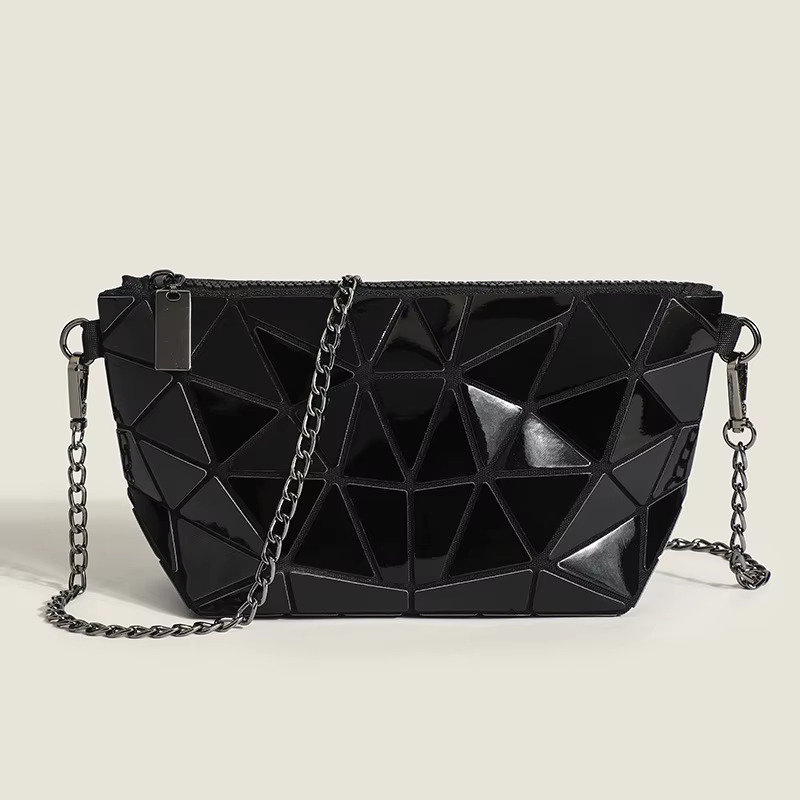 Summer New Niche Design Geometric Luminous Small Chain Single Shoulder Crossbody Dumpg Bag, Mini Bag Hand Bags PVC Casual