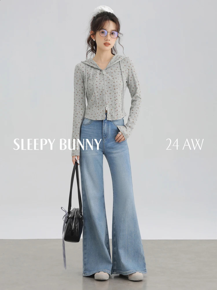 Vintage Floral Double Zipper HoodieWomen Slim Fit Casual Long Sleeve SweatshirtKorean Style Soft Cozy 2025 Autumn Fashion 250206