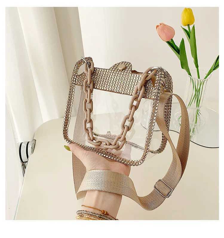 Clear Bag for Wen PVC Transparent Clear Shoder Crossbody Bag Chain Purse Handbags Stadium Approved Sahel Bag Gift Y250205