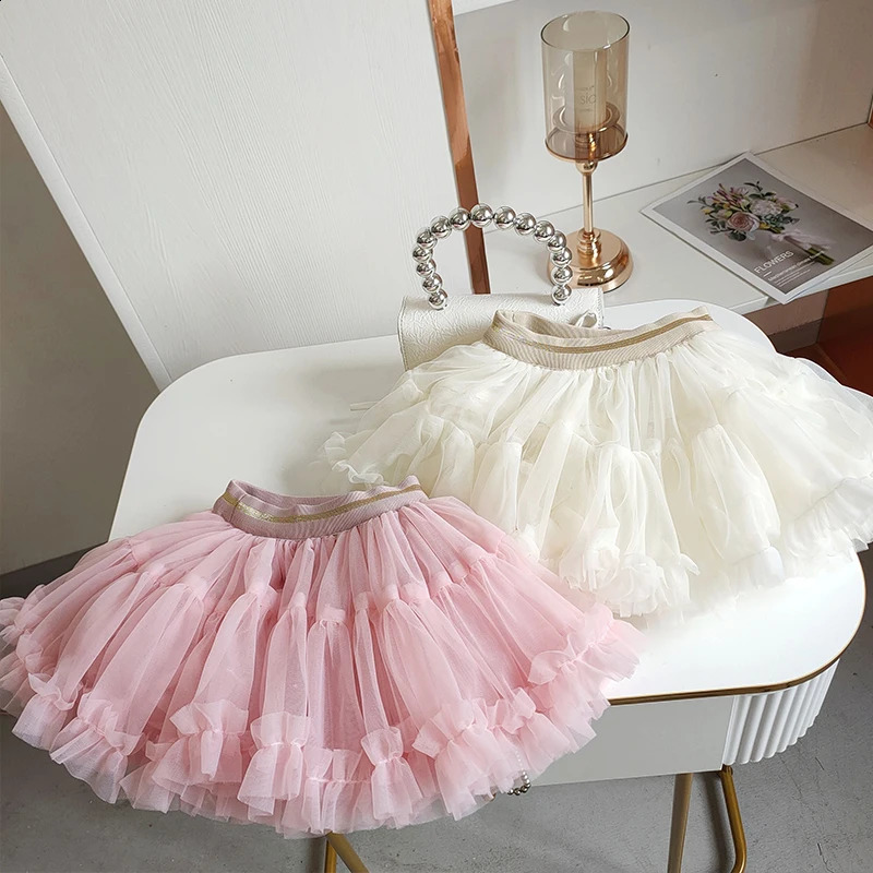 Baby Girls Tutu Skirt Fluffy Children Ballet Kids Pettiskirt Baby Girl Skirts Princess Tulle Party Dance Mesh Cake Skirts 250206