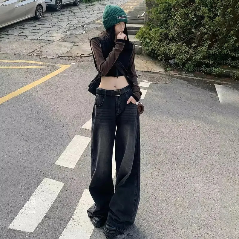 Wide Leg Jean Korean Fashion Harajuku Baggy Denim Trousers Oversized Streetwear Vintage Spring and Autumn Casual Pants 250121