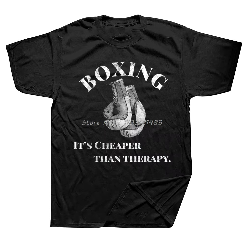 Funny Boxing T Shirt Cheaper Than Therapy New Design Mens Top T-Shirts Cotton Tops Tees Printed Short Sleeve Tops Tees Sport
