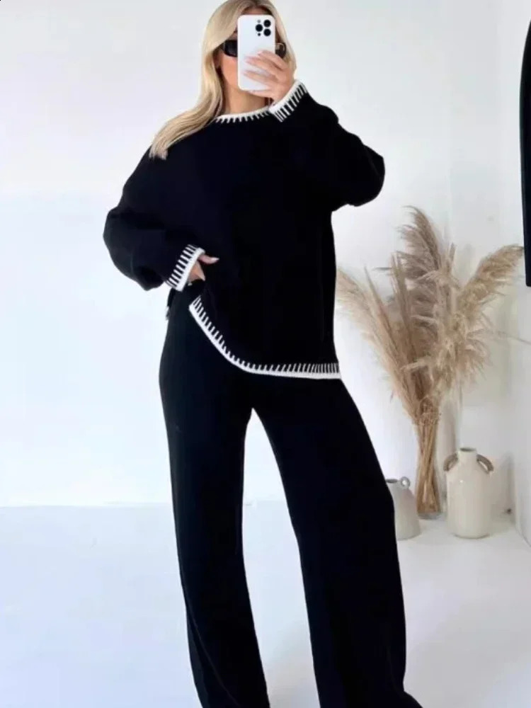 zekye Womens Sweat Suit Set Tracksuit Set Woman Warm Suit For Women Fashion Woman Space Wadding Womens Knitted Suit 250122