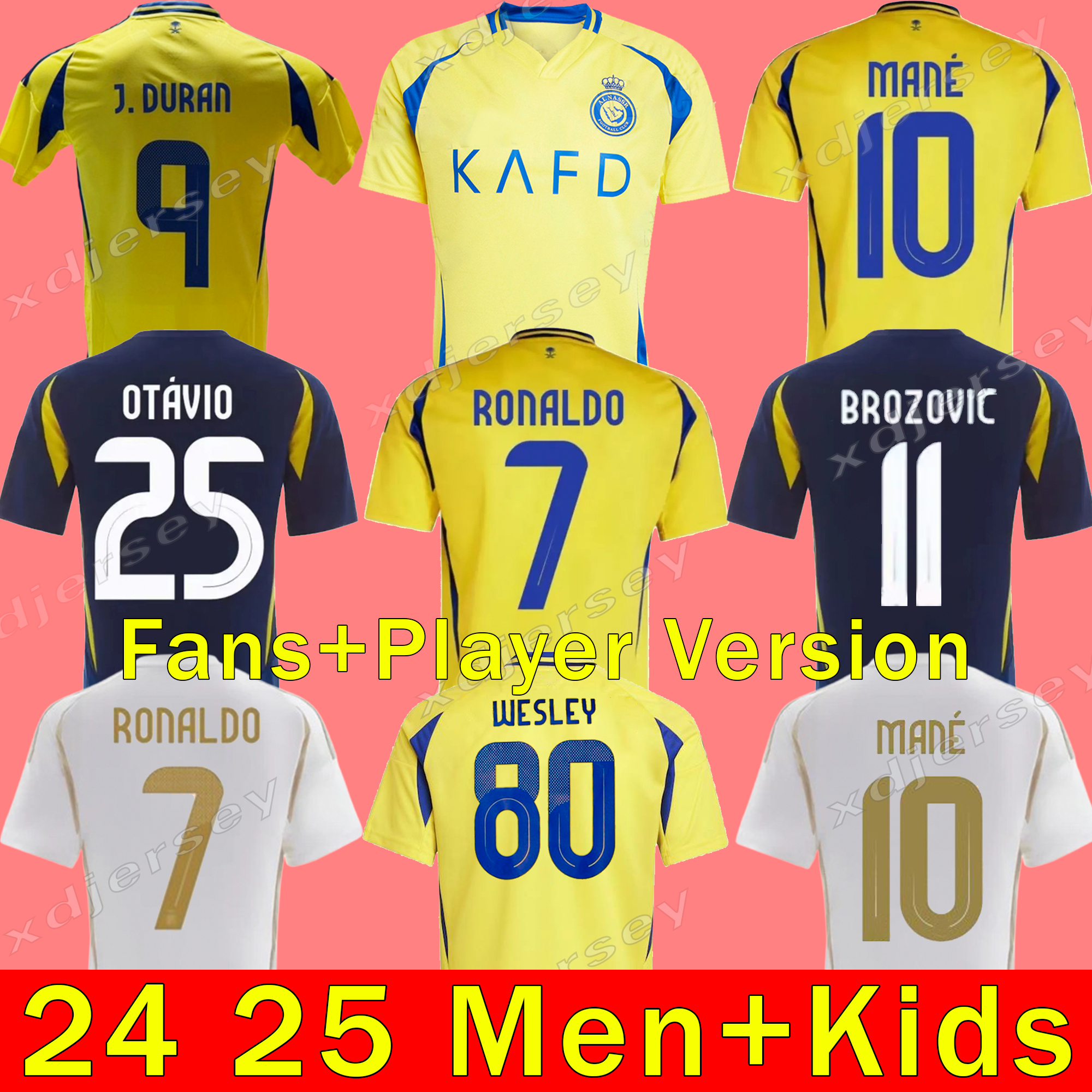 Al Nassr FC soccer Jerseys Ronaldo DURAN 2024 2025 Home yellow away 24 25 CR7 Gonzalo Martinez Talisca Ghislain Konan Vincent Aboubakar men Football shirt Al-Nassr FC