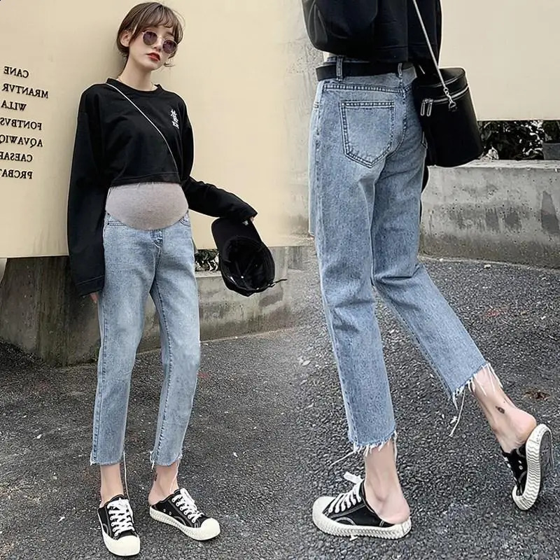 Maternity Pregnancy Leggings Stretch Jeans Pants Spring Summer Thin Cotton Maternity Jeans Maternity Wear 250206