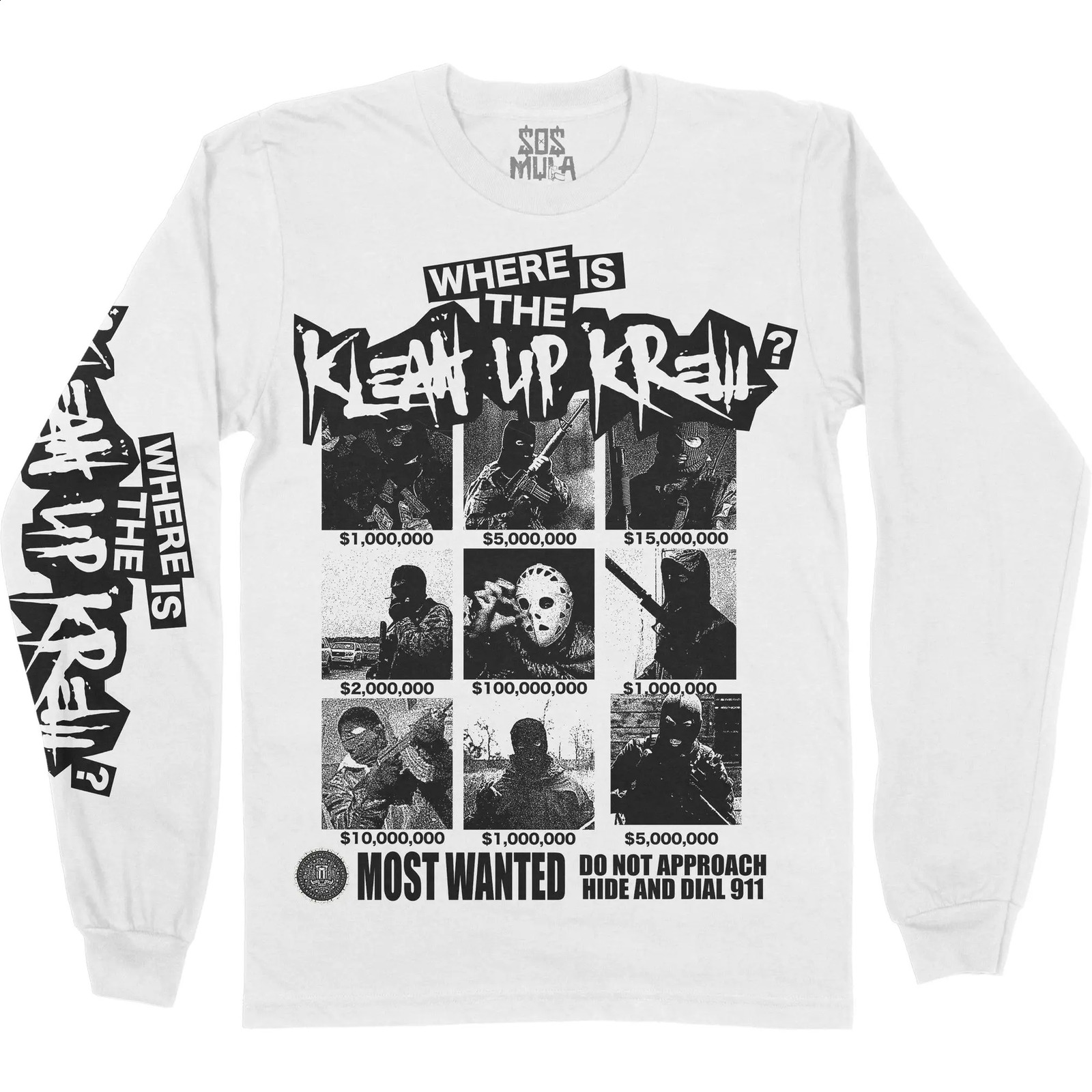 White long sleeves shirts high street masked man graphic t shirt goth harajuku streetwear oversized couples y2k tops 250206