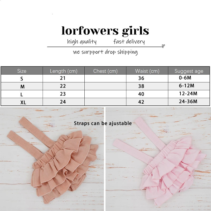 Baby Girls Linen Bloomers Shorts Fashion Toddlers Kids Pink Tutu Skirts Faldas Ruffle Straps Pants For born Spodnica 250206