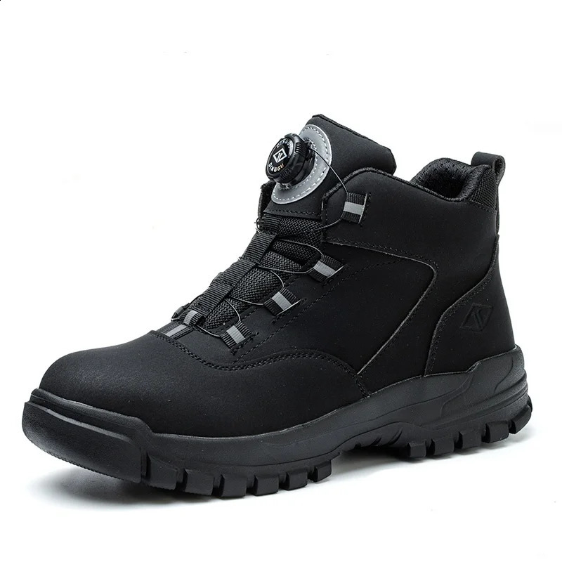 WOUDHONY Work Shoes Men Anti-smashing Anti-puncture Safety Shoes Rotating Buttons Autumn Winter Protective Work Safety Boots 250120