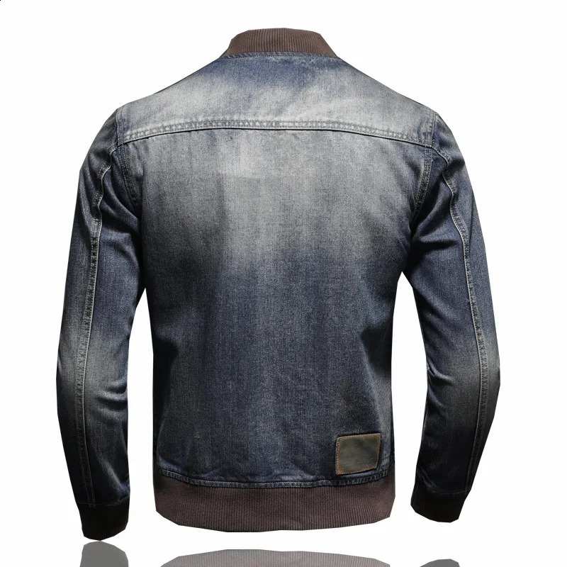Spring Autumn Jeans Jacket Men Fashion Patch Vintage Washed Blue Baseball Jacket Large Size M-5XL Denim Coat 250206