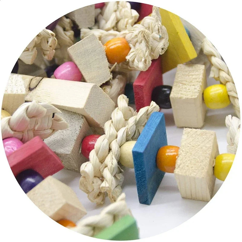 Bird Cage Bite Toy for African Grey Macaws Cockatoos Large Parrot Chewing Blocks Knots Tearing Pet Toys Budgie 250206ww