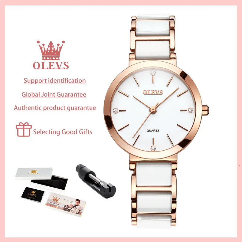 OLEVS Women Watches Ceramic Tape Japanese Movement Quartz Watch for Lady Gift Bracelet Fashion Versatile Exquisite 250121