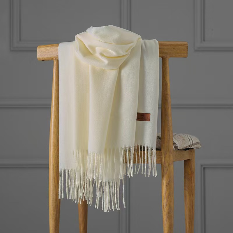 T133 cashmere scarf women's solid color long shawl dual-purpose winter all-match