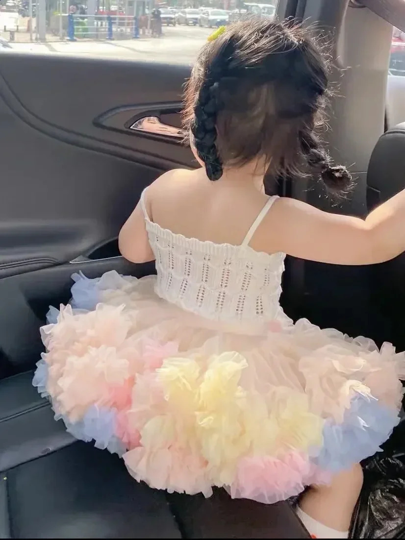 Girls Tutu Skirts Solid Fluffy Tulle Princess Ball Gown Pettiskirt Kids Ballet Party Performance Dress for Children 250206
