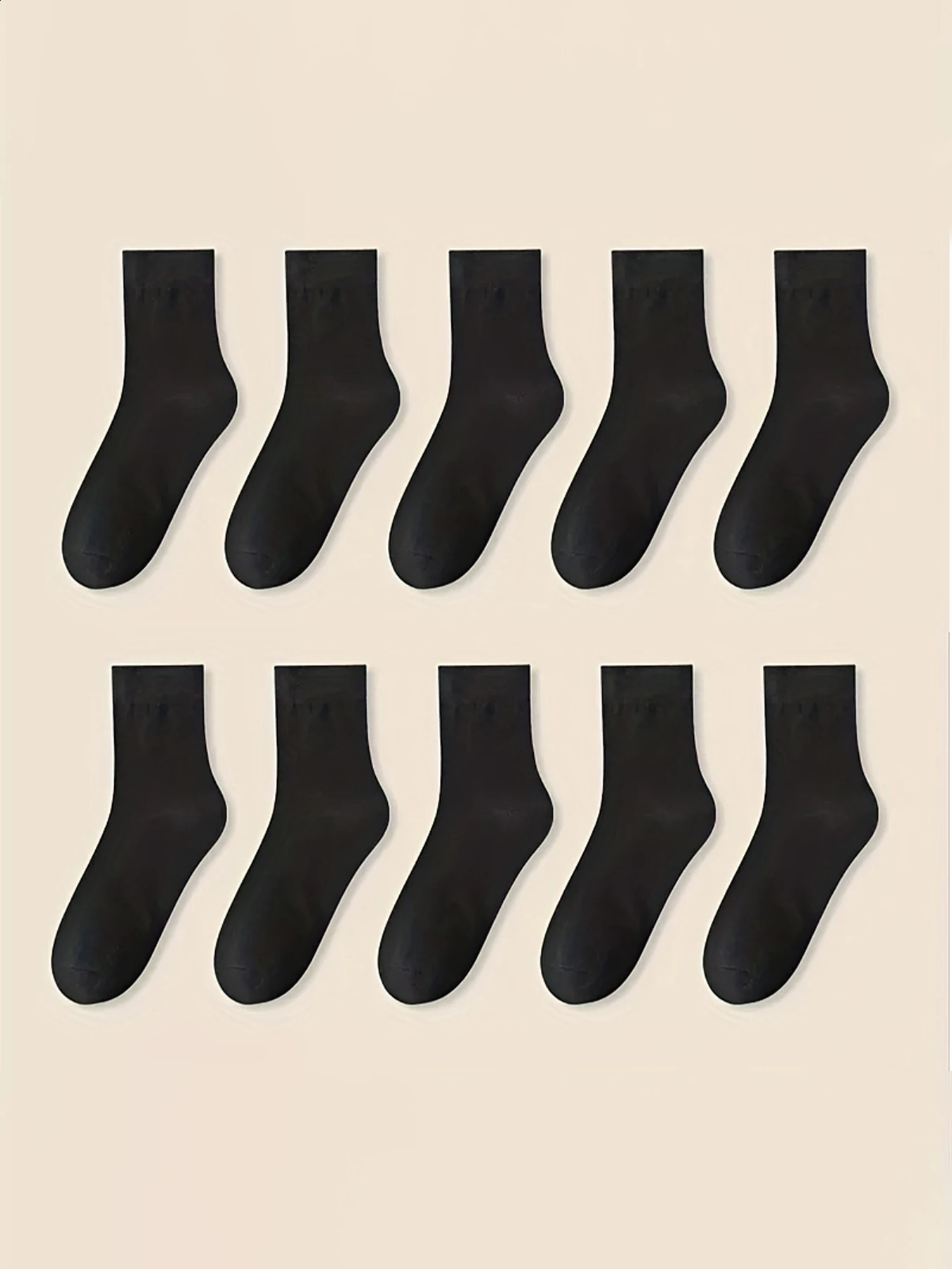 10 pairs of classic black and white womens socks spring and summer solid color thin medium womens socks 250121